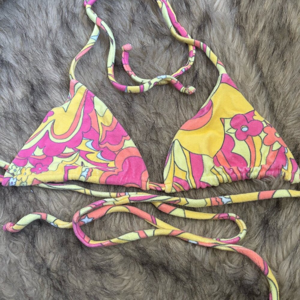 Frankies Bikinis Tia Bikini Top in Peace Terry, Medium - Picture 2 of 5